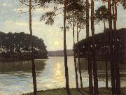 Walter Leistikow Evening mood at the battle lake oil painting on canvas